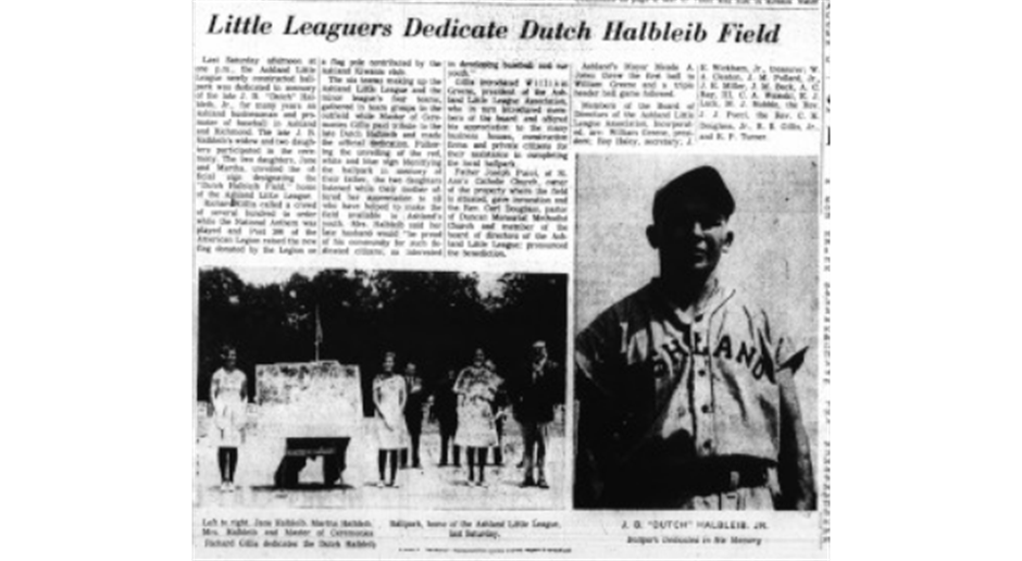 Did you know?  Field 1 is Named Dutch Halbleib Field